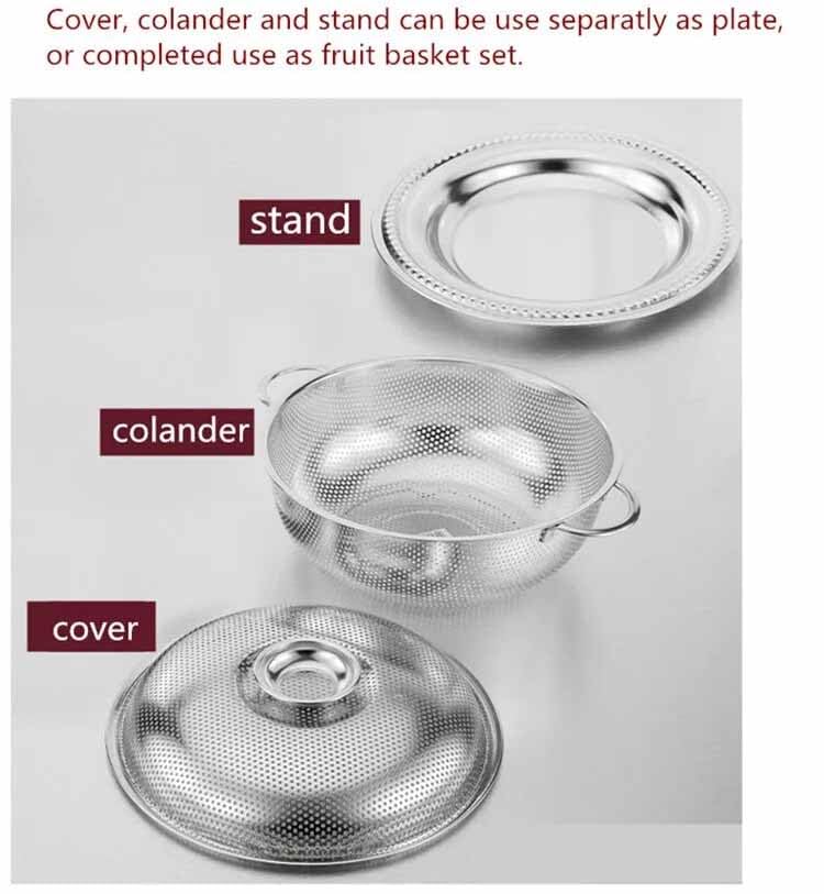 TGOPIT مصفاة متعددة الاستخدامات من الفولاذ المقاوم للصدأ مع مقبض للأرز والفواكه والخضروات والمعكرونة والفاصوليا والحبوب وغسل وتصفيه الطعام في المطبخ - Image 3