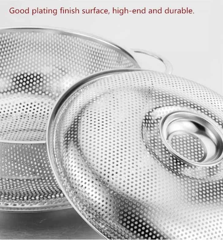 TGOPIT مصفاة متعددة الاستخدامات من الفولاذ المقاوم للصدأ مع مقبض للأرز والفواكه والخضروات والمعكرونة والفاصوليا والحبوب وغسل وتصفيه الطعام في المطبخ - Image 2