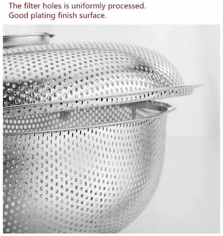 TGOPIT مصفاة متعددة الاستخدامات من الفولاذ المقاوم للصدأ مع مقبض للأرز والفواكه والخضروات والمعكرونة والفاصوليا والحبوب وغسل وتصفيه الطعام في المطبخ - Image 4