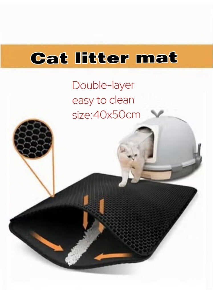 ألعاب تي إن قطة القمامة حصيرة تصميم طبقة مزدوجة مقاومة للماء أسهل تنظيف 40x50cm - Image 1