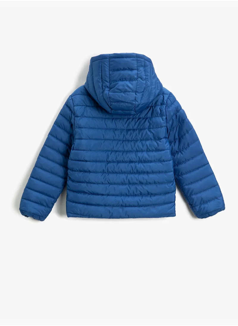 KOTON Puffer Coat Hooded Elastic Cuffs Zip Closure