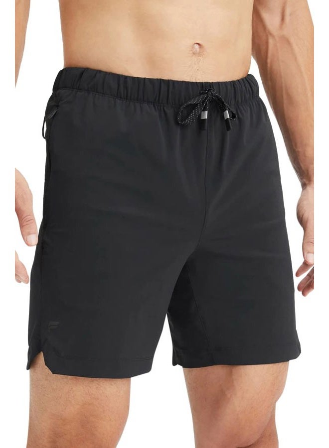 Fabletics Men's The One Short (Unlined), Training, Swimming, Lightweight, Quick-Dry, Zip Pocket, Stretch Woven, 5" Inseam, L, Black - Image 1