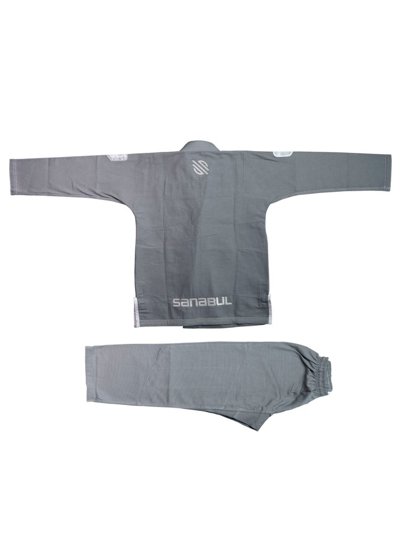 Sanabul  Future Legends Bjj Gi For Kids | Premium Youth Brazilian Jiu Jitsu Gi With Free White Belt | Lightweight & Durable Jiu Jitsu Kimono For Children And Youth (Silver/White, K3)  - Image 1