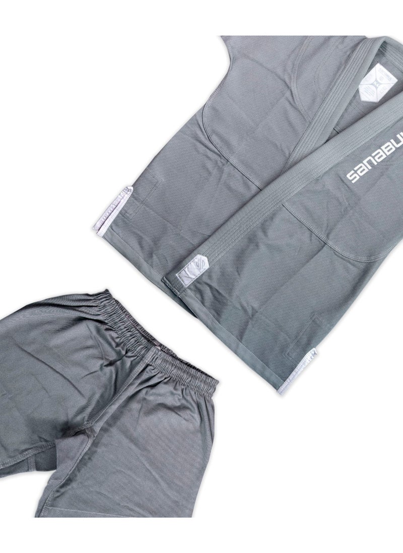 Sanabul  Future Legends Bjj Gi For Kids | Premium Youth Brazilian Jiu Jitsu Gi With Free White Belt | Lightweight & Durable Jiu Jitsu Kimono For Children And Youth (Silver/White, K3)  - Image 3