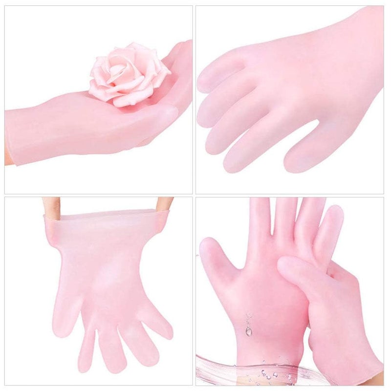 Osimola Moisturizing Gloves Soft Silicone Spa Gel Hydrating Gloves for Women Aloe Lotion Gloves for Hand Care Dry Skin Repair Calluses Cracked Heels Softening Rough Skin Pack of 1