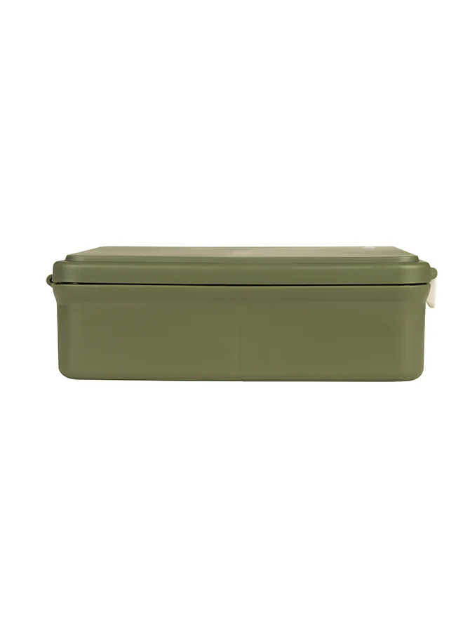 Citron Grand Lunchbox With 4 Compartments For Kids - Includes 1 Thermos Food Jar And 1 Sauce Container, Leak Proof And Bpa Free Lunch Box For Kids - Green