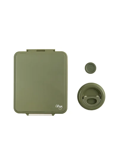 Citron Grand Lunchbox With 4 Compartments For Kids - Includes 1 Thermos Food Jar And 1 Sauce Container, Leak Proof And Bpa Free Lunch Box For Kids - Green