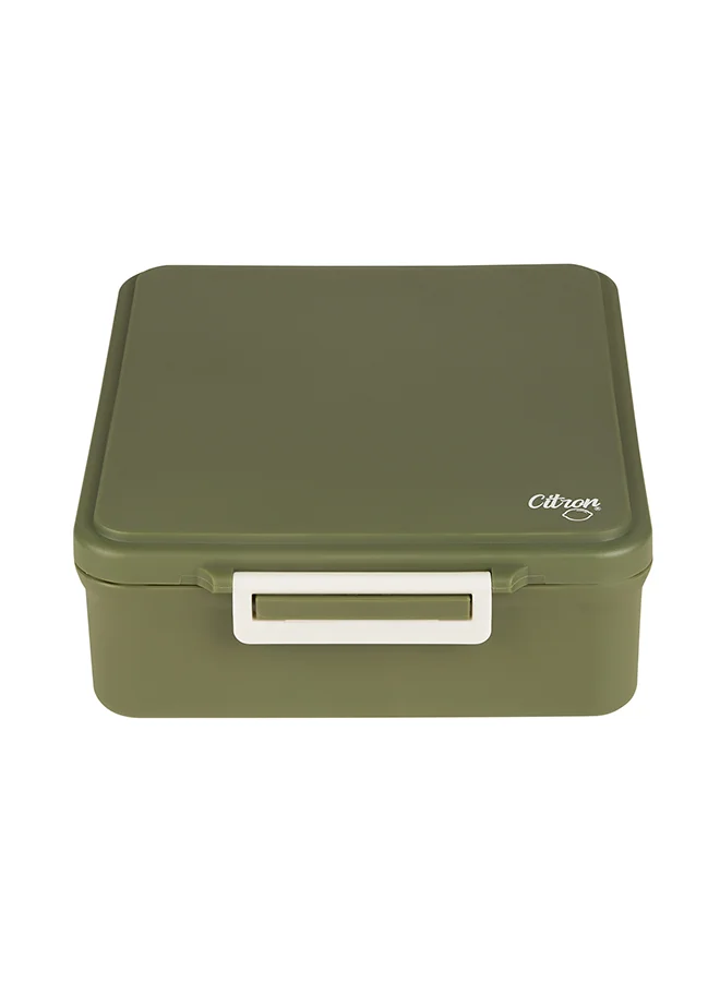 Citron Grand Lunchbox With 4 Compartments For Kids - Includes 1 Thermos Food Jar And 1 Sauce Container, Leak Proof And Bpa Free Lunch Box For Kids - Green