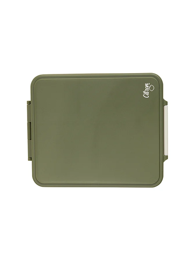 Citron Grand Lunchbox With 4 Compartments For Kids - Includes 1 Thermos Food Jar And 1 Sauce Container, Leak Proof And Bpa Free Lunch Box For Kids - Green