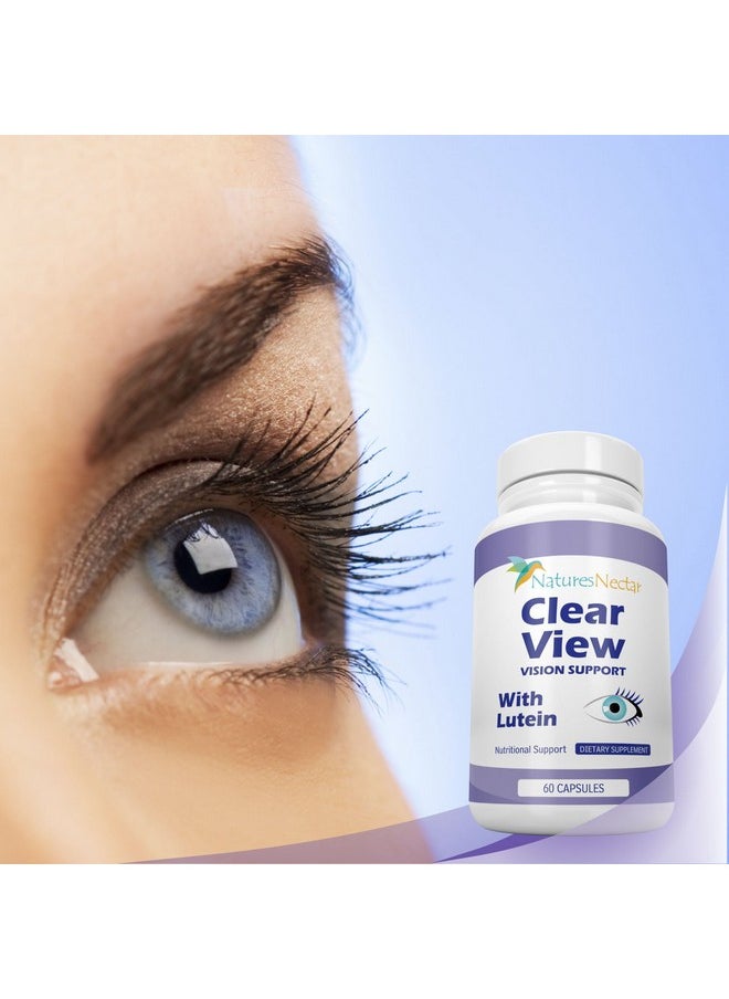 Natures Nectar - Clear View Vision Supplements Eye Vitamins With Lutein & Zeaxanthin Plus Zeaxanthin With Lutein 10 Mg For Your Eyes Relief With This Lutine Complex Supplement Formula For Macular Health For Adults - Image 1