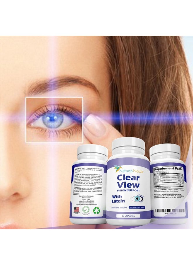 Natures Nectar - Clear View Vision Supplements Eye Vitamins With Lutein & Zeaxanthin Plus Zeaxanthin With Lutein 10 Mg For Your Eyes Relief With This Lutine Complex Supplement Formula For Macular Health For Adults - Image 1