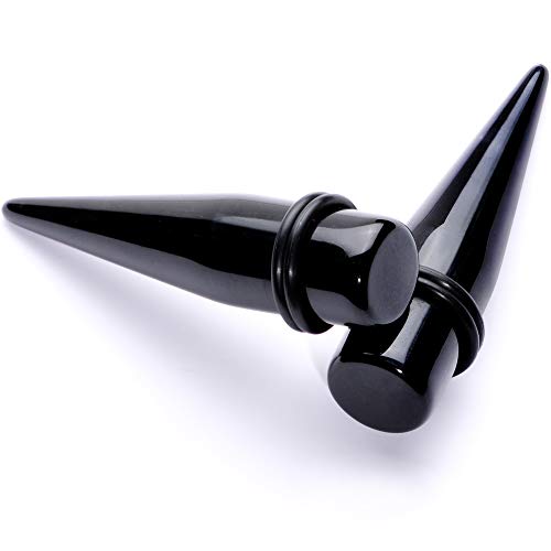 Body Candy Unisex Ear Gauges Stretching Kit Straight Tapers for Stretched Ears Black Acrylic Taper Set 9/16" - Image 1