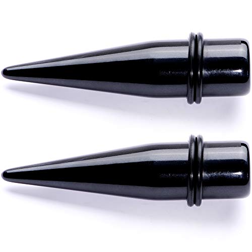 Body Candy Unisex Ear Gauges Stretching Kit Straight Tapers for Stretched Ears Black Acrylic Taper Set 9/16" - Image 3