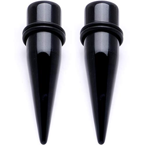 Body Candy Unisex Ear Gauges Stretching Kit Straight Tapers for Stretched Ears Black Acrylic Taper Set 9/16" - Image 5