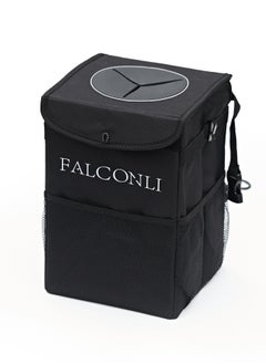 Generic Car Trash Can with Lid and Storage Pockets , Leak-Proof Organizer, Waterproof Garbage Can, Multipurpose Trash Bin for Car, Black,Free Hanging Design  - Image 1