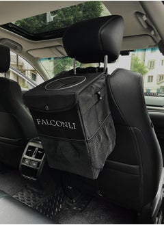 Generic Car Trash Can with Lid and Storage Pockets , Leak-Proof Organizer, Waterproof Garbage Can, Multipurpose Trash Bin for Car, Black,Free Hanging Design  - Image 2