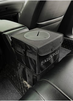 Generic Car Trash Can with Lid and Storage Pockets , Leak-Proof Organizer, Waterproof Garbage Can, Multipurpose Trash Bin for Car, Black,Free Hanging Design  - Image 3