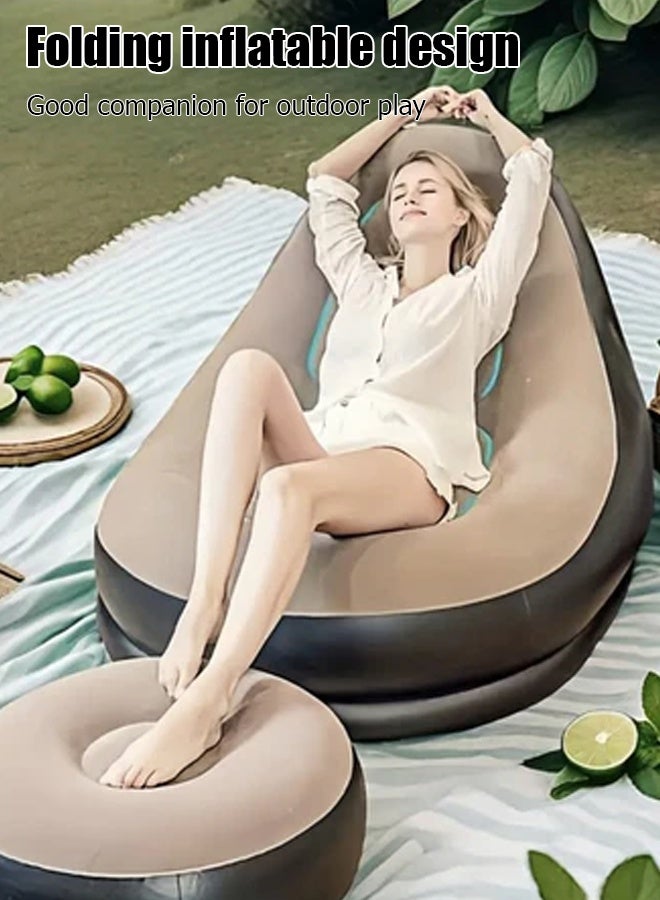 Generic Lazy sofa, foldable recliner, outdoor inflatable sofa bed, PVC plush inflatable sofa, with foot pump included  - Image 2