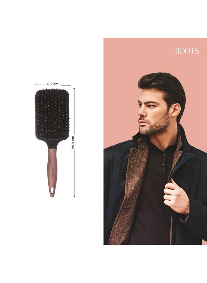 Roots - Truglam Black Hair Brush - Designed with Soft Tip Flexible Bristles with Wooden print handle - Suitable for All Hair Types - Every Day Use for Men and Women - SLV88 - Image 5