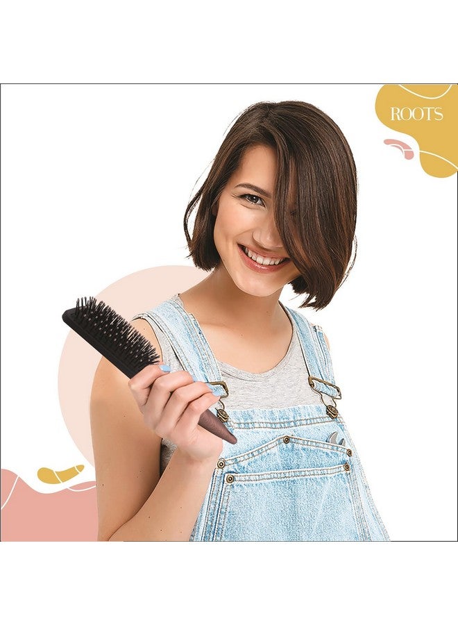 Roots - Truglam Black Hair Brush - Designed with Soft Tip Flexible Bristles with Wooden print handle - Suitable for All Hair Types - Every Day Use for Men and Women - SLV88 - Image 4