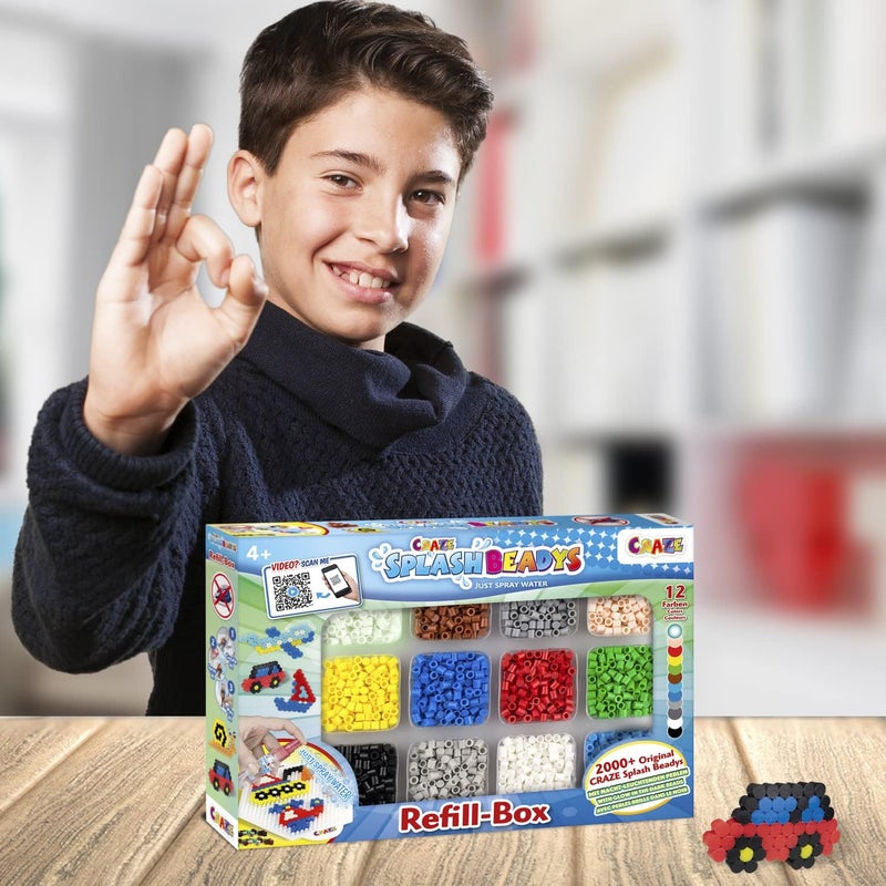 كريز صندوق تعبئة خرز CRAZE Splash Beads، خرز قابل للتثبيت بالحرارة للأولاد، لا حاجة للكي، حزمة تعبئة خرز مائي للأطفال، خرز غير سام للاستخدام في الأعمال اليدوية، رقم المنتج: 10006 - Image 4