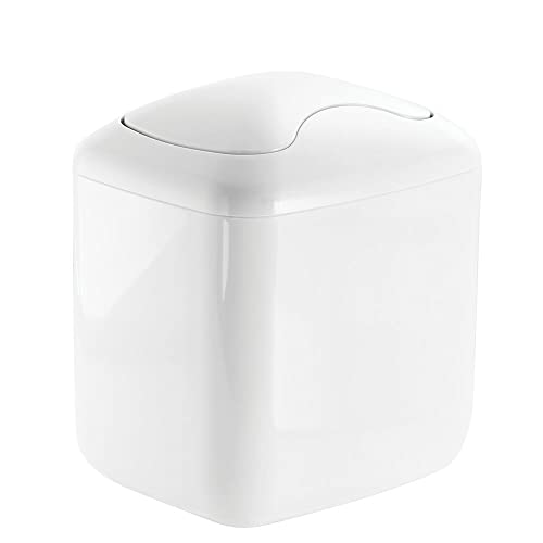 mDesign MetroDecor mDesign Wastebasket Trash Can for Bathroom Vanity Countertops, White - Image 1