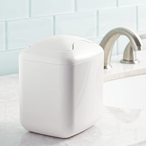 mDesign MetroDecor mDesign Wastebasket Trash Can for Bathroom Vanity Countertops, White - Image 2