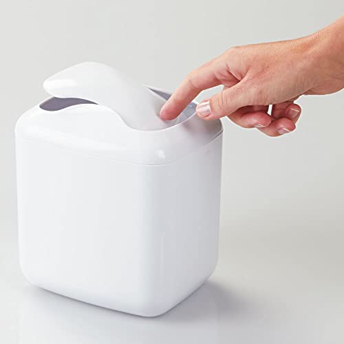 mDesign MetroDecor mDesign Wastebasket Trash Can for Bathroom Vanity Countertops, White - Image 4