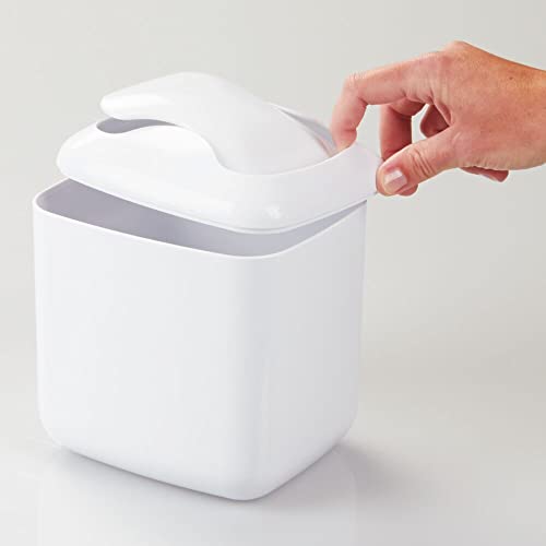 mDesign MetroDecor mDesign Wastebasket Trash Can for Bathroom Vanity Countertops, White - Image 5