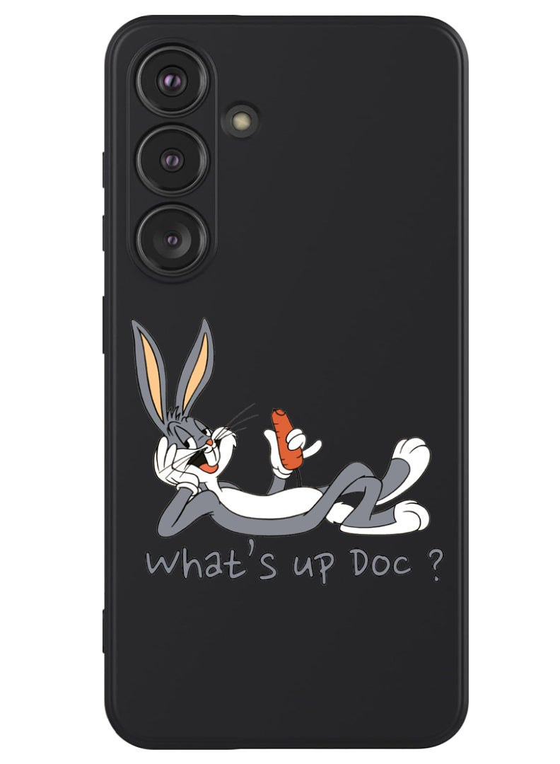 Theodor Protective Slim Fit Case Liquid Silicone Cover with Full Body Protection Anti-Scratch Shockproof Case For Samsung Galaxy S24 (Black) - Whats up Doc - Image 1