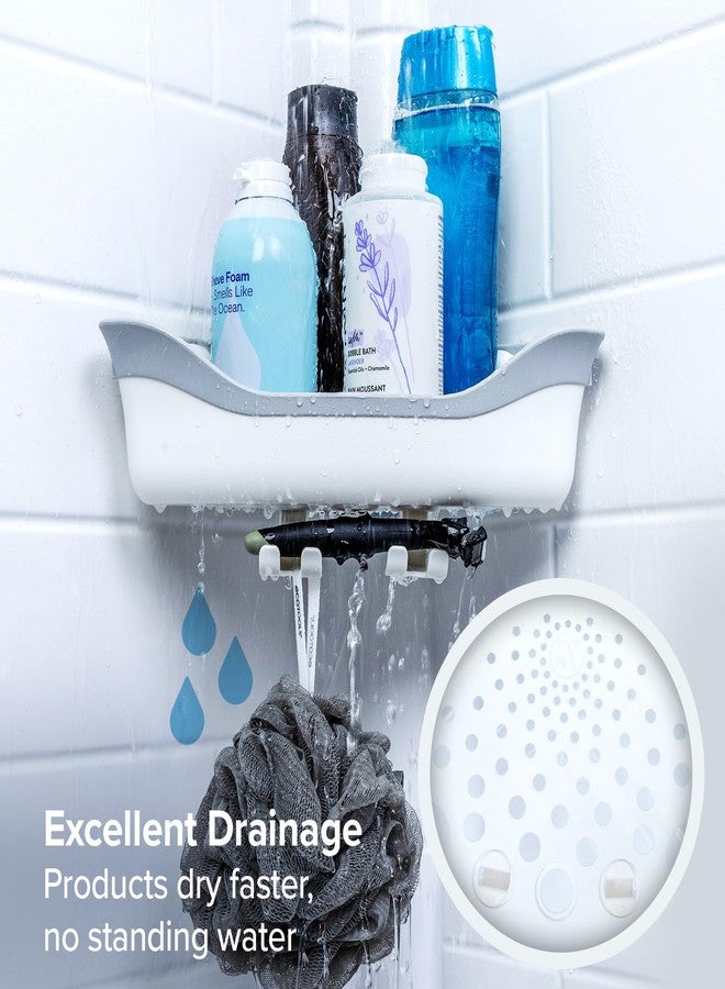 SlipX Solutions Corner Shower Basket Caddy, Sturdy Storage Organizer, Adjustable Power Lock Suction Cups, 2 Hooks, Holds up to 22 Pounds, Tool Free, Drill Free, Removeable (White) - Image 5