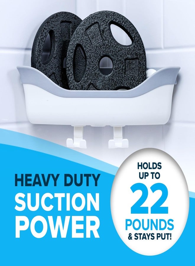 SlipX Solutions Corner Shower Basket Caddy, Sturdy Storage Organizer, Adjustable Power Lock Suction Cups, 2 Hooks, Holds up to 22 Pounds, Tool Free, Drill Free, Removeable (White) - Image 4