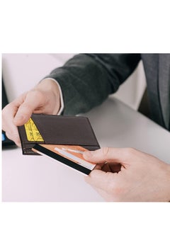 SYOSI Wallet for Men Slim Larger Capacity with 8 Slots RFID Blocking Men's Wallet Minimalist Front Pocket Premium Leather Credit Card Holder with ID Window Gift Box Brown  - Image 3