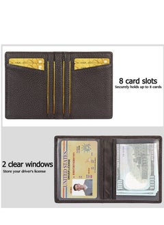 SYOSI Wallet for Men Slim Larger Capacity with 8 Slots RFID Blocking Men's Wallet Minimalist Front Pocket Premium Leather Credit Card Holder with ID Window Gift Box Brown  - Image 2