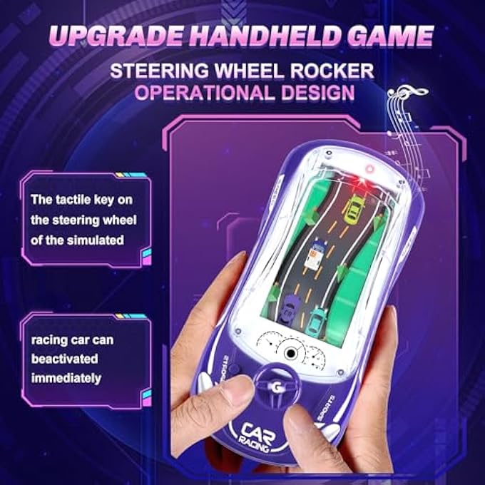 HANDHELD CAR RACING GAME FOR KIDS, SIMULATION RACING CAR GAME MACHINE, CONSOLE BRAIN GAME THINKING TRAINING LARGE SCREEN, EXERCISE HAND-EYE COORDINATION FOR CHILDREN - Image 3