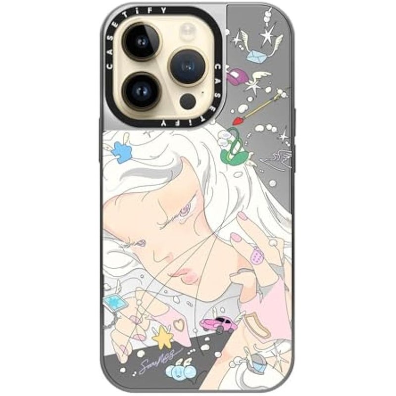 Casetify Mirror Case for iPhone 14 Pro Compatible with Magsafe - Dancing by SAITEMISS - Silver on Silver - Image 4