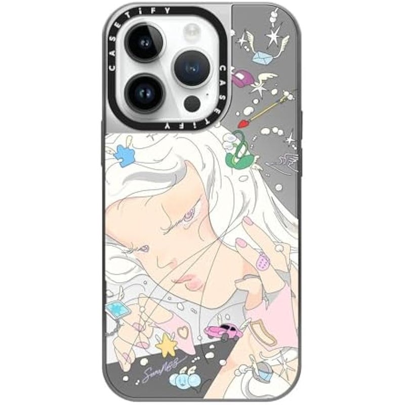Casetify Mirror Case for iPhone 14 Pro Compatible with Magsafe - Dancing by SAITEMISS - Silver on Silver - Image 1