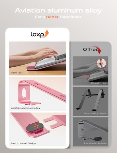 LOXP Laptop Stand for Desk Laptop Stand with Wrist Support Ergonomic Detachable Laptop Riser Mount Holder Notebook Computer Stand for MacBook Air Pro HP Dell XPS HP 1017 Laptops Pink - Image 3