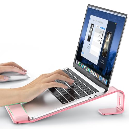 LOXP Laptop Stand for Desk Laptop Stand with Wrist Support Ergonomic Detachable Laptop Riser Mount Holder Notebook Computer Stand for MacBook Air Pro HP Dell XPS HP 1017 Laptops Pink - Image 1