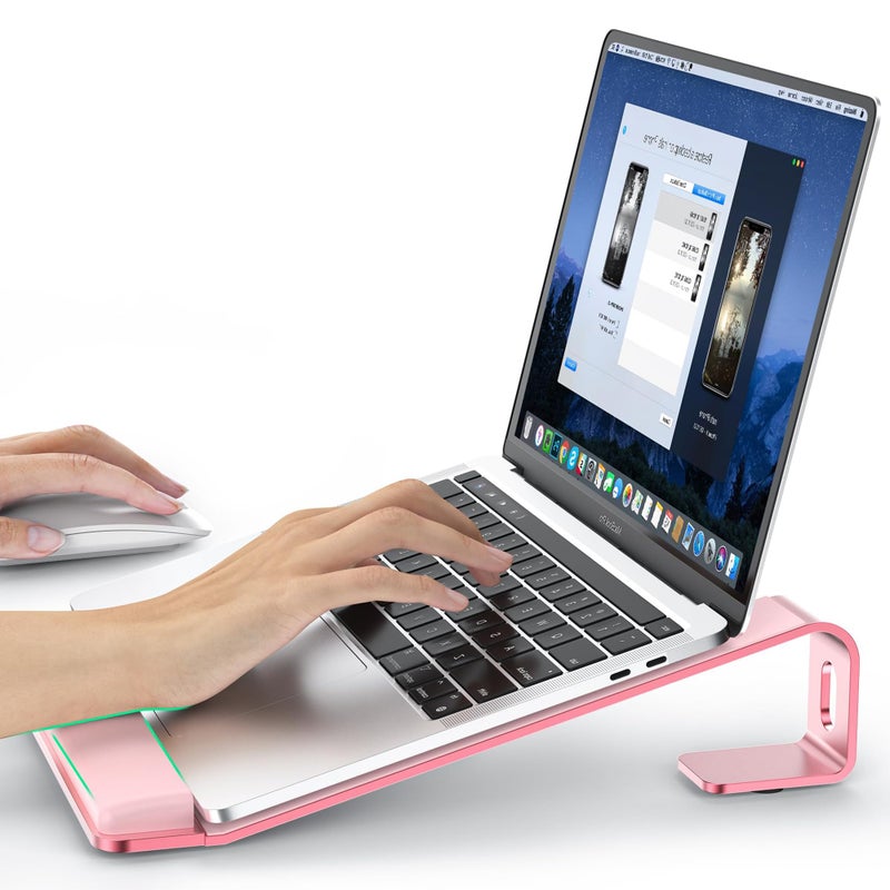 LOXP Laptop Stand for Desk Laptop Stand with Wrist Support Ergonomic Detachable Laptop Riser Mount Holder Notebook Computer Stand for MacBook Air Pro HP Dell XPS HP 1017 Laptops Pink - Image 2