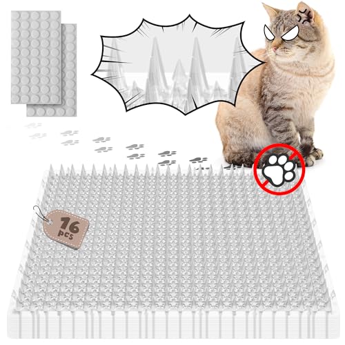 ohlela 16 Pack Upgraded Scat Mat for Cats - 16 x 13 Inch Cat Spikes with 1 Inch Spike is an Useful Cat Repellent Indoor & Outdoor Mat to Deter Pets. Dog Deterrent Indoor with 23sqft Area Coverage - Image 1