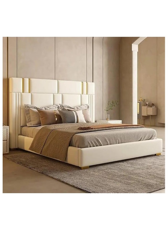 Poppins Home Poppins HOME Factory Direct Size Bed Head Optional Green White Metal Feet Bedroom Double Bed Simple Light Luxury Designer Furniture 180cmX200cm  - Image 1