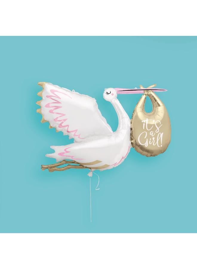 Unique بالون عملاق على شكل لقلق "إنها فتاة" 62 بوصة - Image 1