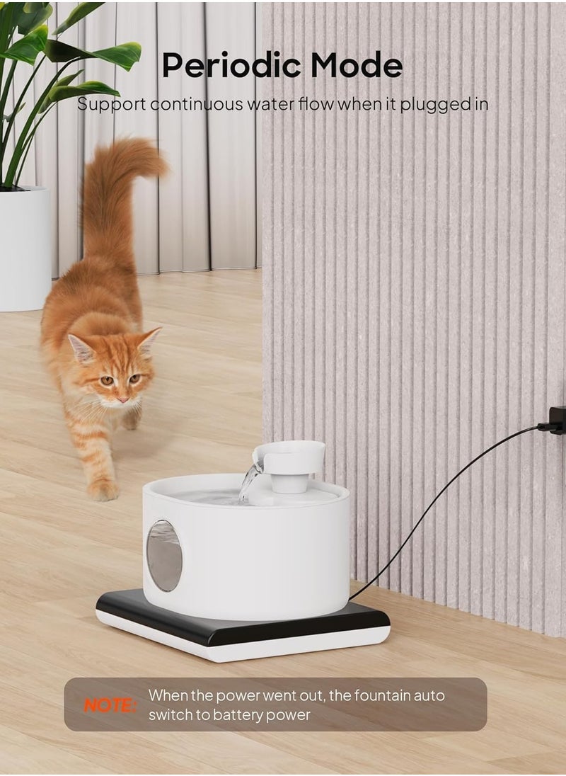Guintray-bo - Cat Water Fountain, Pet Fountain with Battery,2.8L/92oz Cat Fountain with Motion Sensor,Automatic Cat Water Dispenser,Equipped with Window, Suitable for Indoor Use - Image 1