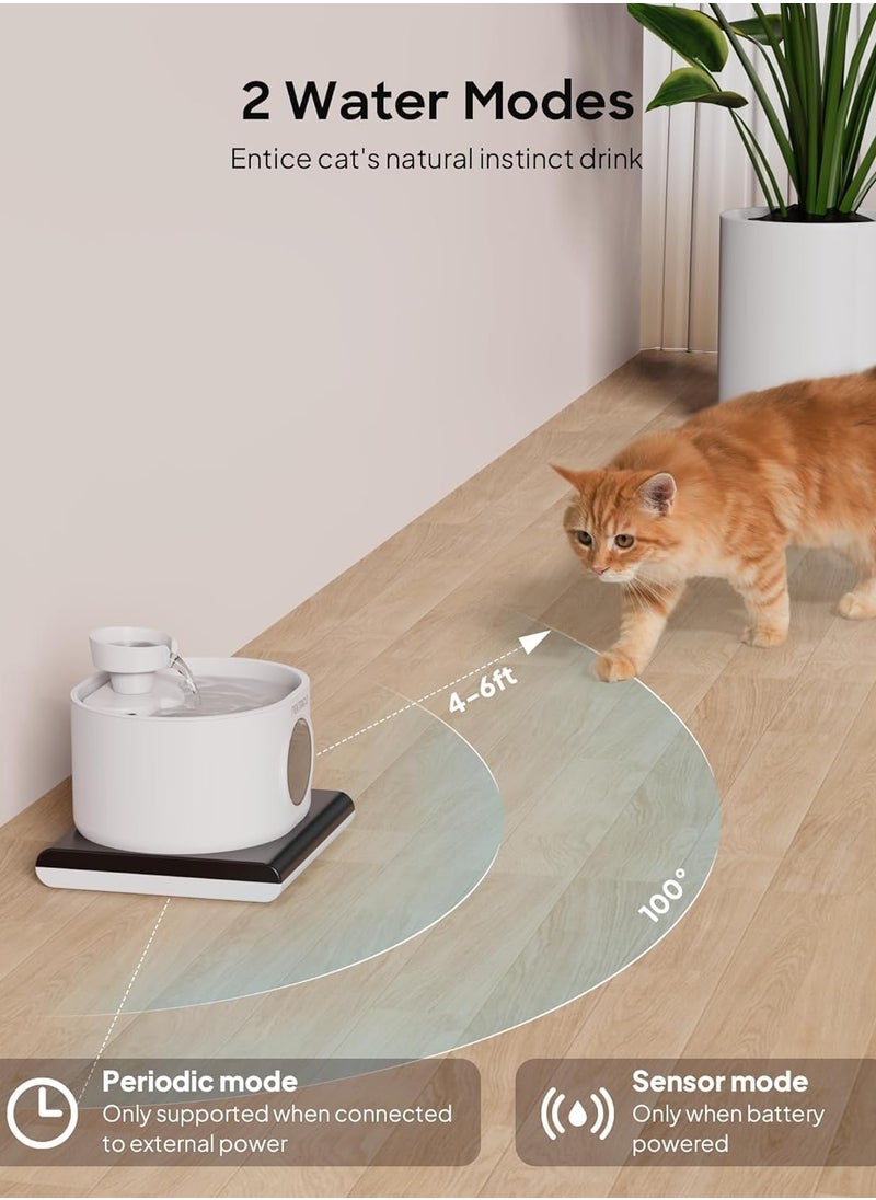 Guintray-bo - Cat Water Fountain, Pet Fountain with Battery,2.8L/92oz Cat Fountain with Motion Sensor,Automatic Cat Water Dispenser,Equipped with Window, Suitable for Indoor Use - Image 1