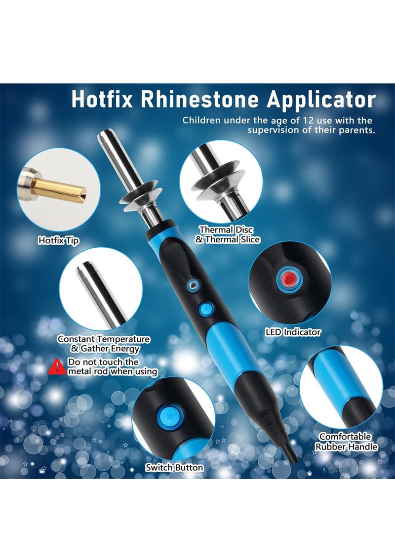 Generic Hotfix Rhinestone Applicator Tool, DIY Hot Fix Rhinestone Setter for Bedazzler Kit with Rhinestones for Crafts, 15 Color Rhinestone, 7 Tips, Tweezers, Pencil, Brush  - Image 2