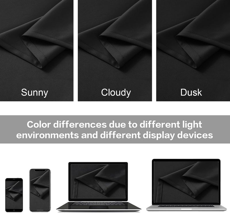 Black Out Curtain Panels Tab Back and Rod Pocket, Sundproof Thermal Insulated Long Black Solid Curtains/Drapes for Sliding Glass Door Hall/Dining Room, 52 Wide by 90 Inches Long, Set of 2 - Image 5
