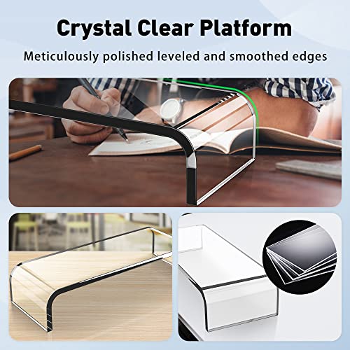 AboveTEK Acrylic Monitor Stand Premium Large Monitor Riser 20 inch Crystal Clear Acrylic Computer Stand Laptop Desk Stand for Home Office Printer TV Screen Keyboard Storage - Image 3