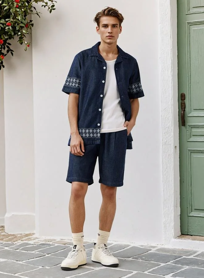 لي كوبر قميص لي كوبر مطرز بياقة مخيم