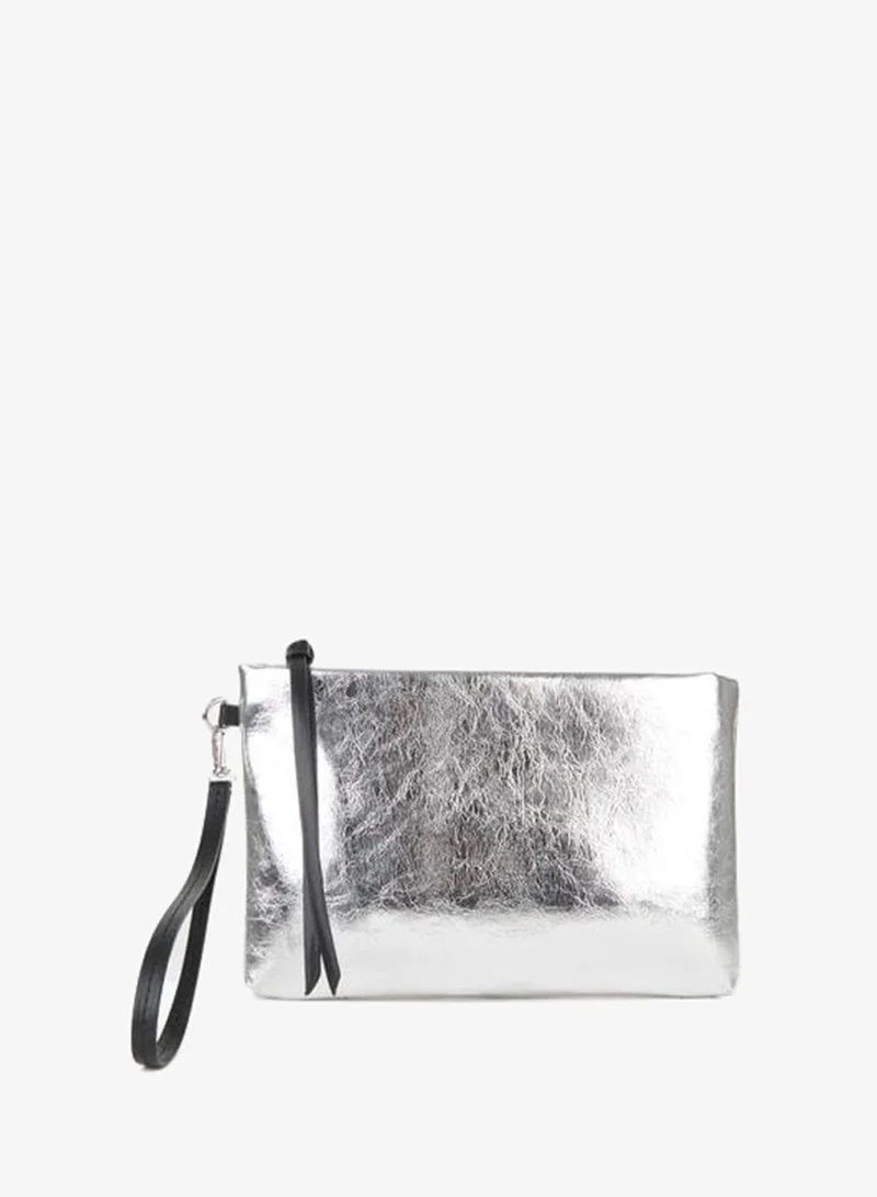 Women's Bellis Silver-Lined Synthetic Leather Wrist-Strap Portfolio Hand and Clutch Bag.